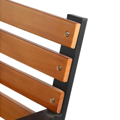 Black Metal Frame Outdoor Wood Slat Garden Bench with Curved Armrests - Tampa Home & Garden Store