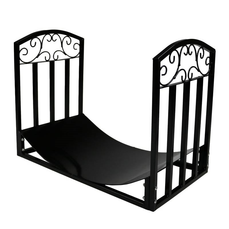 Black Metal Indoor Outdoor 2-Ft Firewood Holder Log Rack - Tampa Home & Garden Store