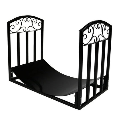 Black Metal Indoor Outdoor 2-Ft Firewood Holder Log Rack - Tampa Home & Garden Store