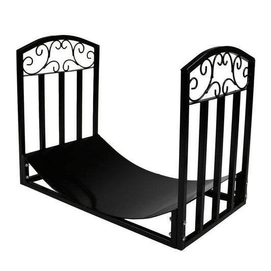 Black Metal Indoor Outdoor 2-Ft Firewood Holder Log Rack - Tampa Home & Garden Store