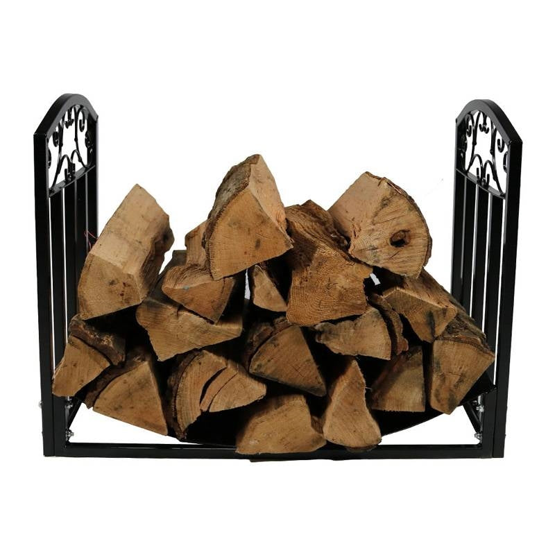 Black Metal Indoor Outdoor 2-Ft Firewood Holder Log Rack - Tampa Home & Garden Store