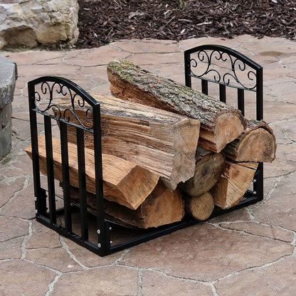 Black Metal Indoor Outdoor 2-Ft Firewood Holder Log Rack - Tampa Home & Garden Store