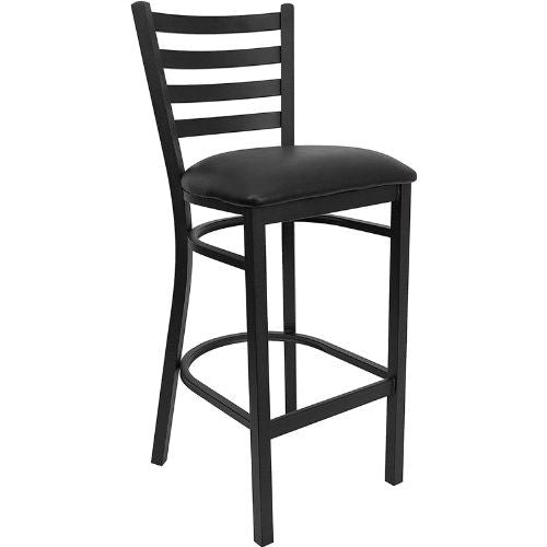 Black Metal Ladder-Back Restaurant Style Bar Stool - Tampa Home & Garden Store