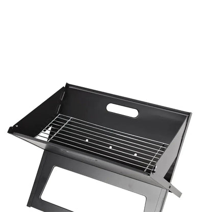 Black charcoal grill on stand with stainless cooking grate, portable outdoor BBQ on Tampa Home & Garden Store