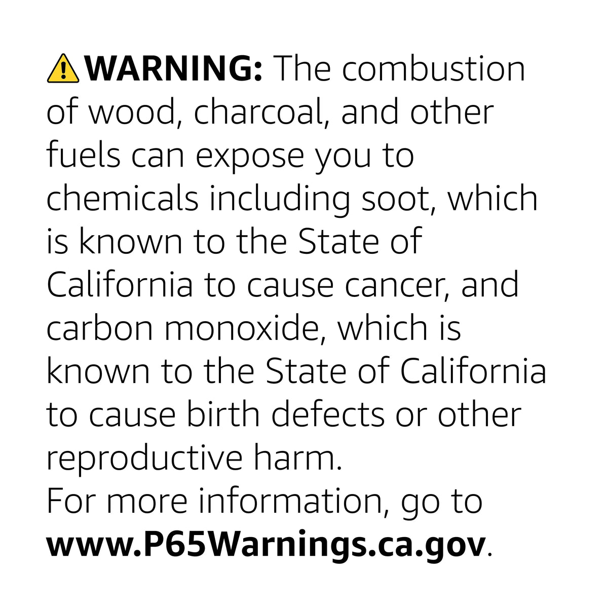BBQ Grill warning label with yellow triangle icon and Prop 65 warning text on Tampa Home & Garden Store