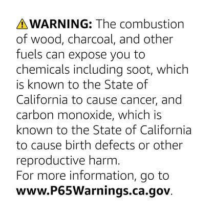 BBQ Grill warning label with yellow triangle icon and Prop 65 warning text on Tampa Home & Garden Store