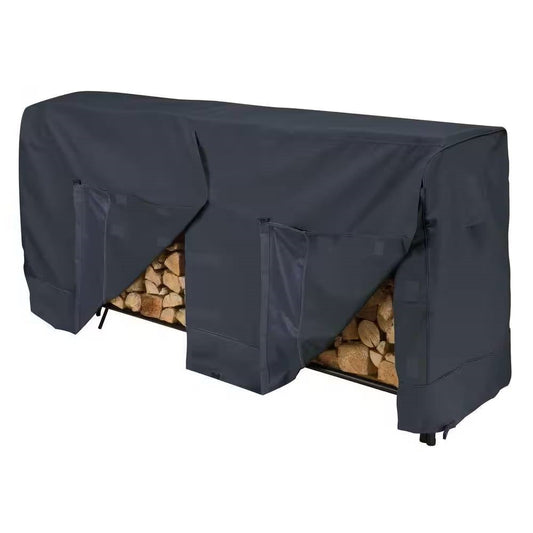 Black Outdoor Firewood Rack Cover - Fits 8-ft. Log Rack - Tampa Home & Garden Store