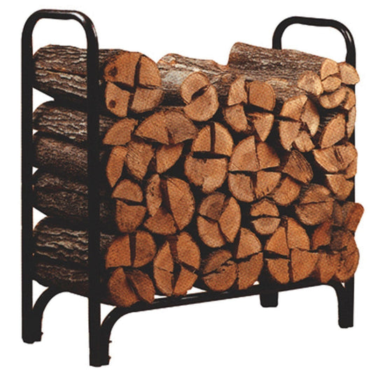 Black Powder Coated Steel Firewood Log Rack - 4ft - Tampa Home & Garden Store