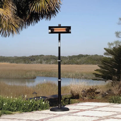 Black powder-coated steel telescoping offset-pole infrared patio heater Fire Sense on Tampa Home & Garden Store