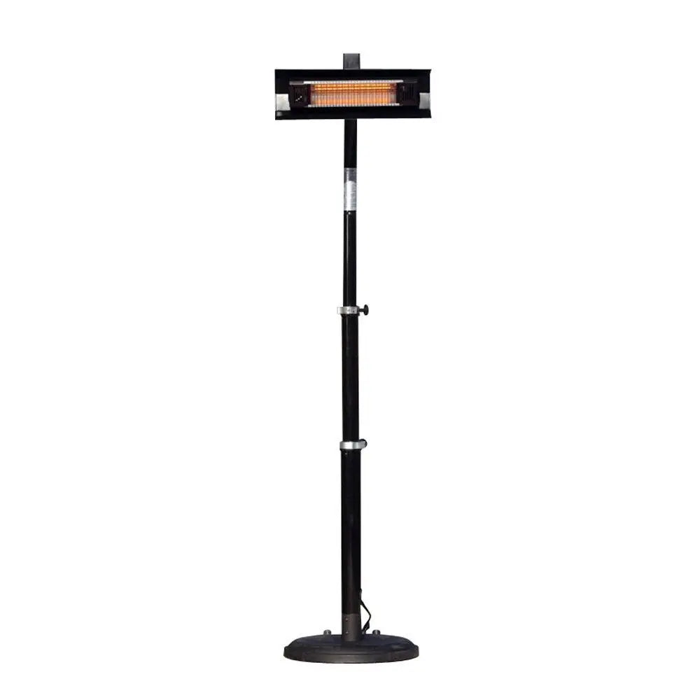 Black powder-coated steel telescoping offset patio heater on round base Fire Sense/Balkene Home on Tampa Home & Garden Store