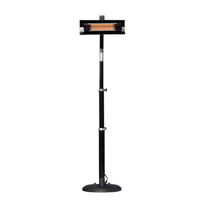 Black powder-coated steel telescoping offset patio heater on round base Fire Sense/Balkene Home on Tampa Home & Garden Store