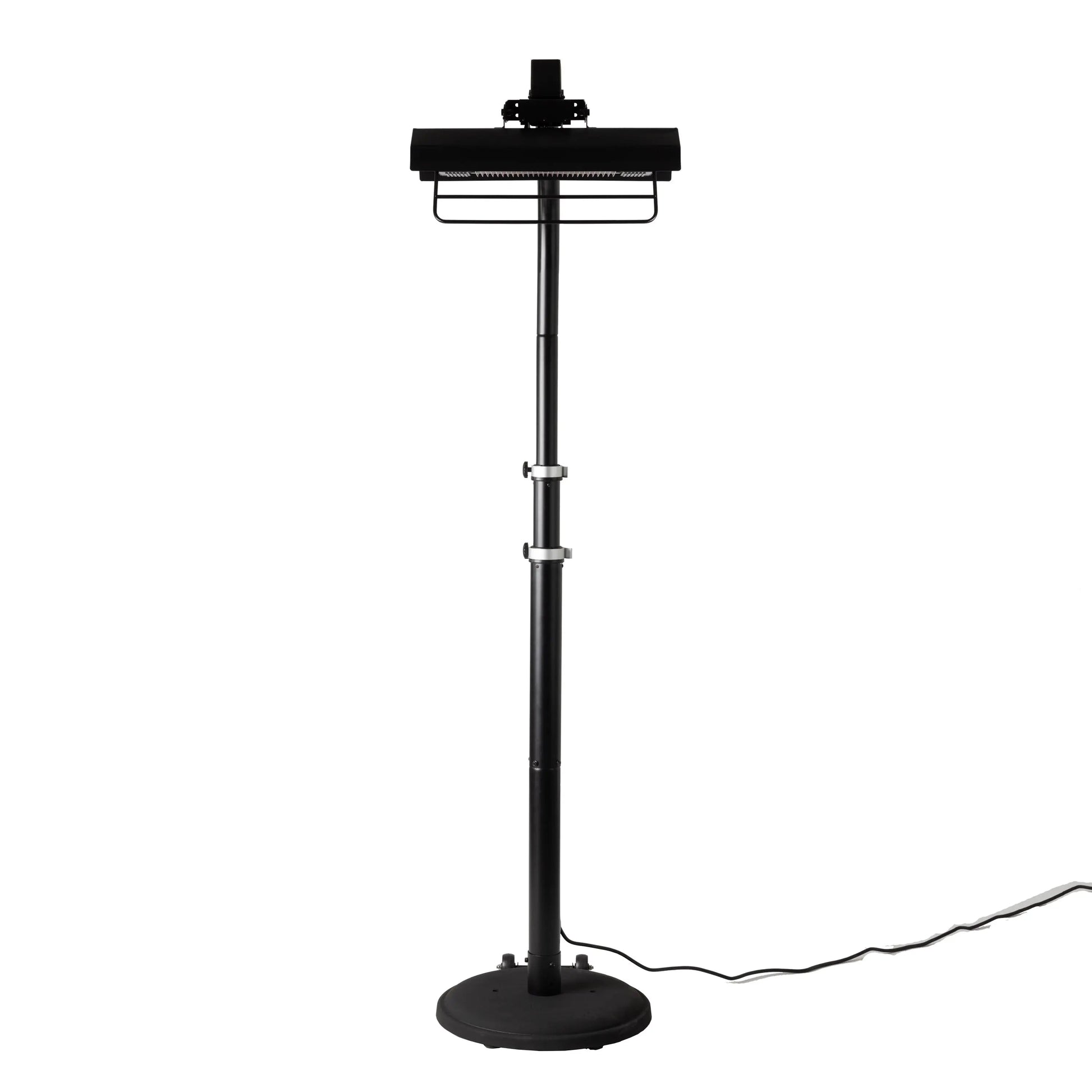 Infrared patio heater Fire Sense, black powder-coated steel telescoping offset pole on stand on Tampa Home & Garden Store