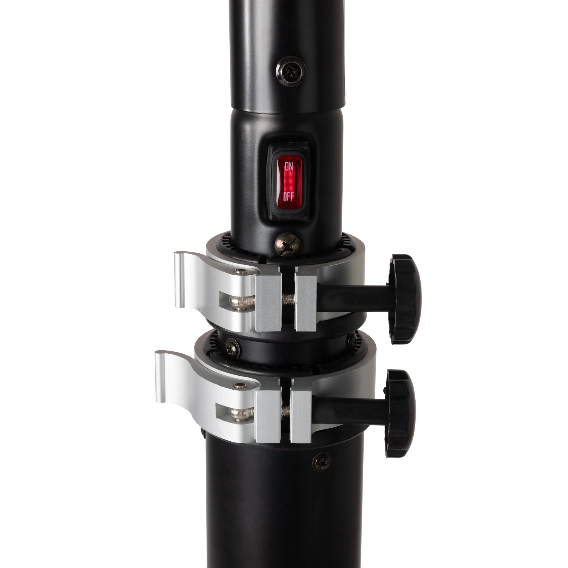 Black powder-coated steel telescoping offset pole for infrared patio heater with on/off switch on Tampa Home & Garden Store