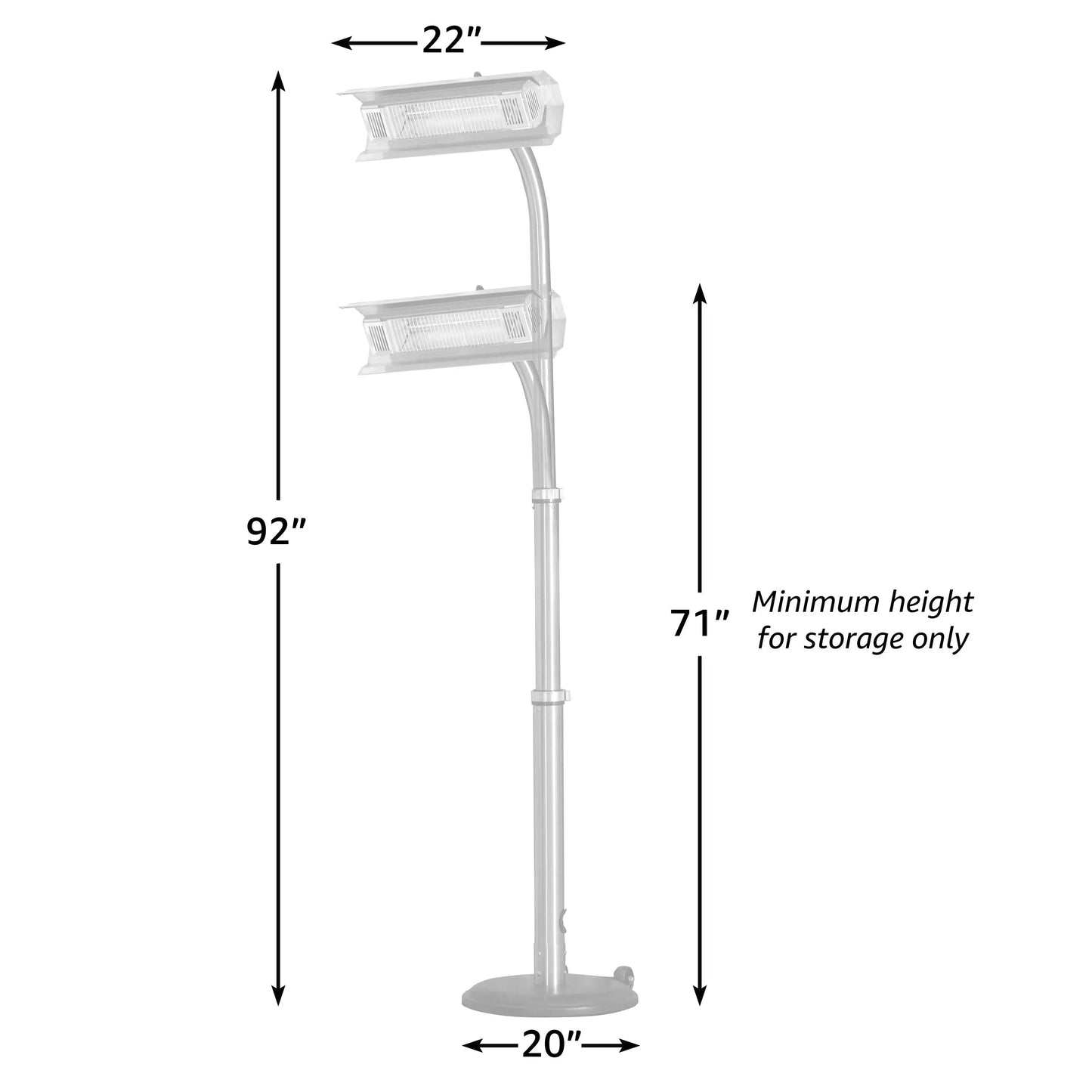 Patio heater Fire Sense black powder-coated steel dual-head infrared on telescoping offset pole on Tampa Home & Garden Store
