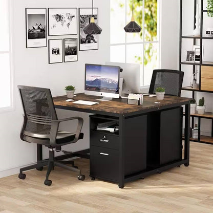 Black Rolling 2-Drawer Mobile File Cabinet Printer Stand Office Cart on Wheels - Tampa Home & Garden Store