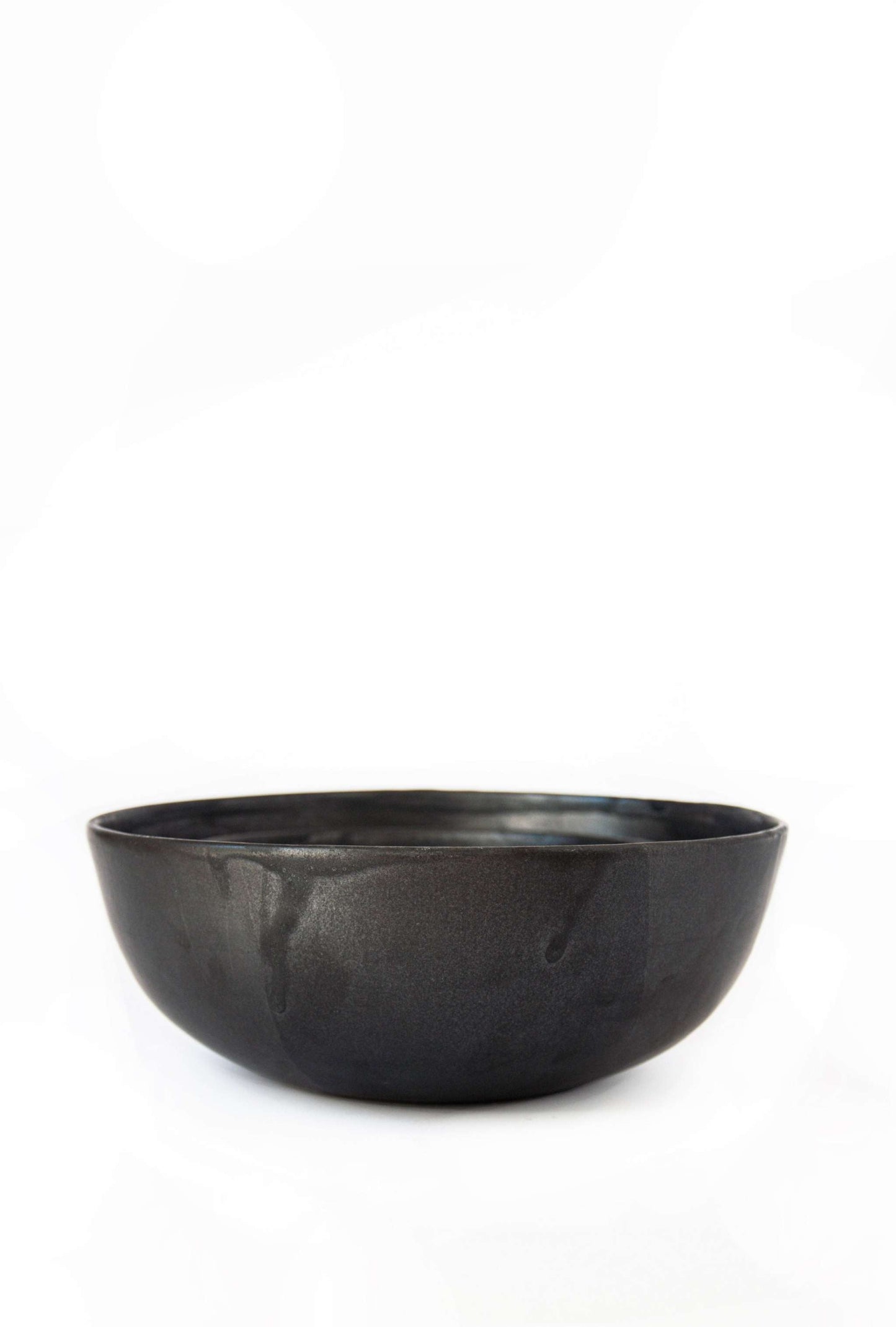 Matte Black Stoneware Salad Bowl and Ceramic