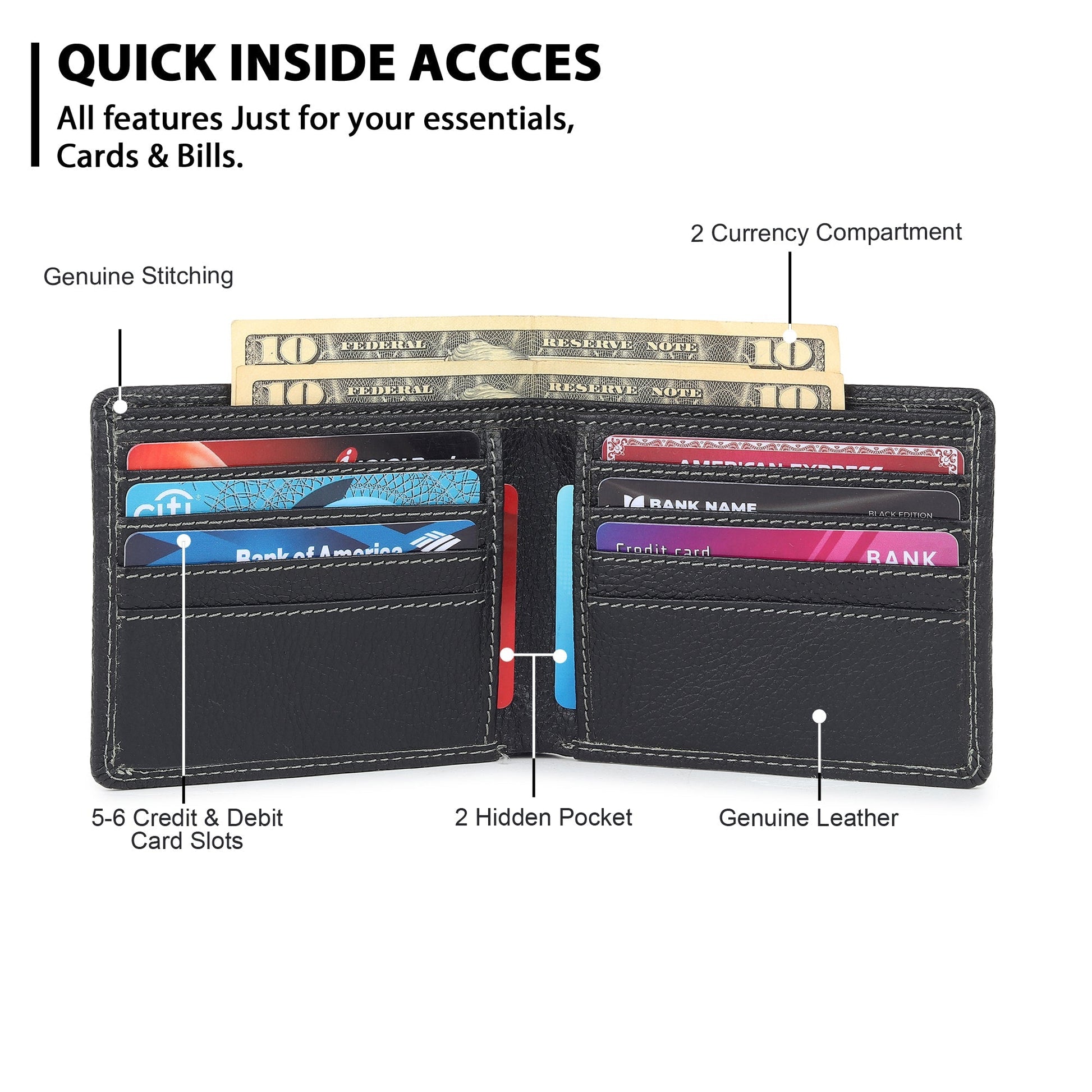 Black Textured Leather Mens Wallet - Tampa Home & Garden Store