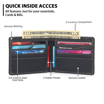 Black Textured Leather Mens Wallet - Tampa Home & Garden Store
