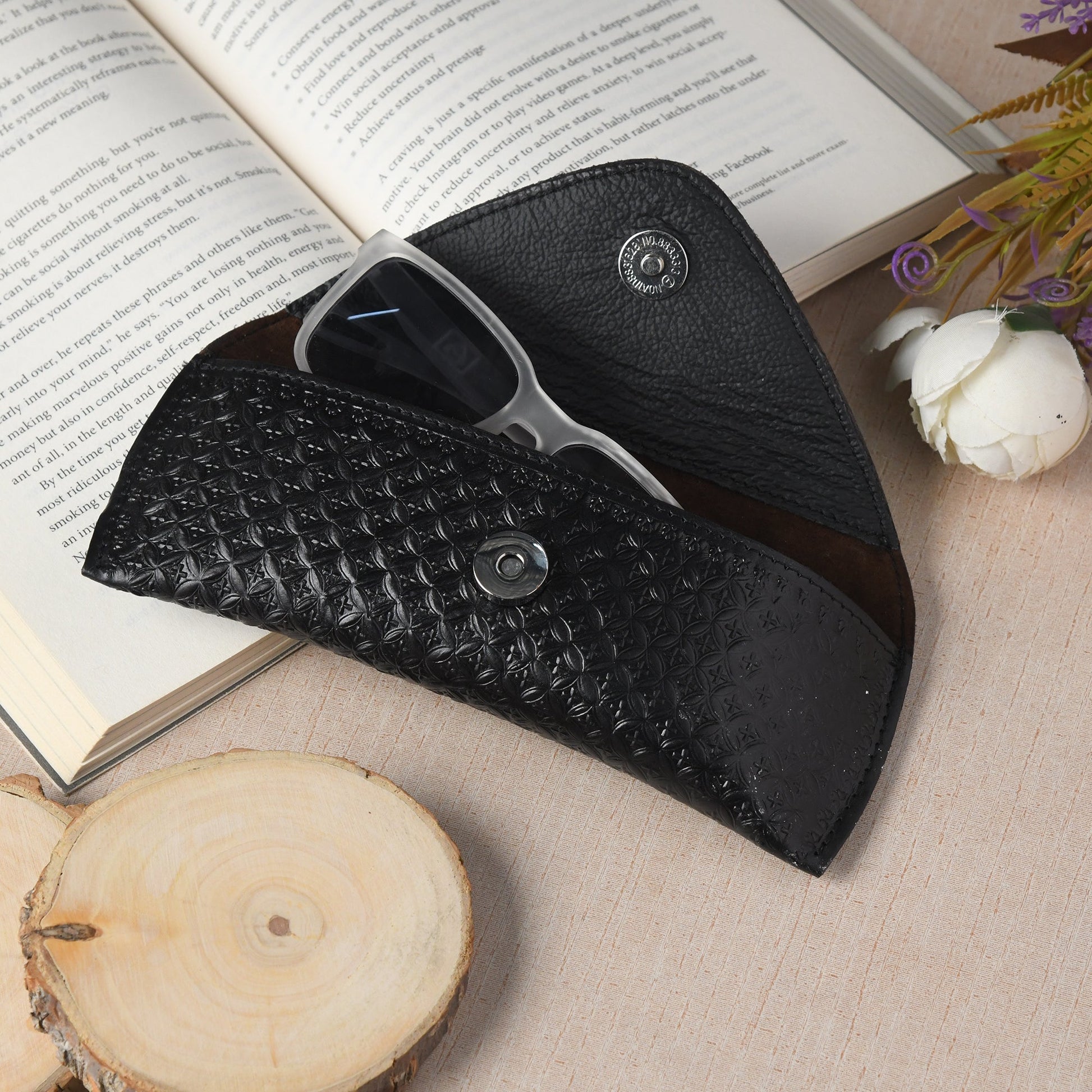 Black Textured Leather Sunglasses Cover - Tampa Home & Garden Store