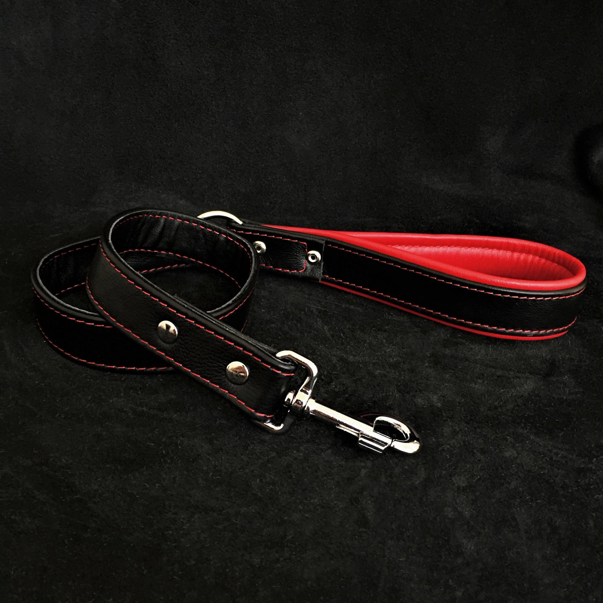 Black soft leather dog leash - Tampa Home & Garden Store