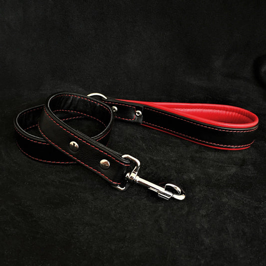Black soft leather dog leash - Tampa Home & Garden Store