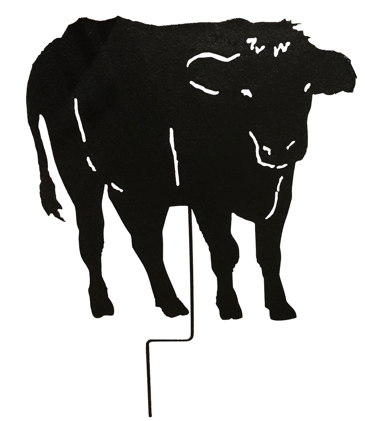 Cow garden stake silhouette in black metal for garden decor by Rustica Ornamentals on Tampa Home & Garden Store