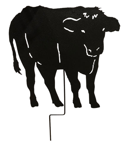 Cow garden stake silhouette in black metal for garden decor by Rustica Ornamentals on Tampa Home & Garden Store
