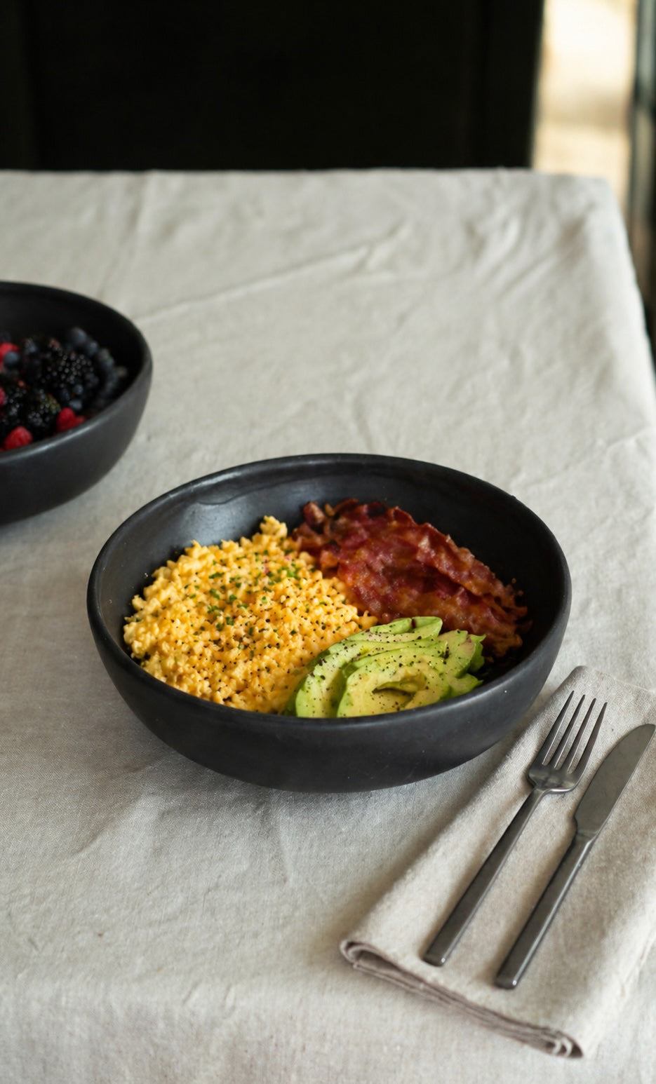 Handcrafted Black Matte Stoneware Pasta Bowl