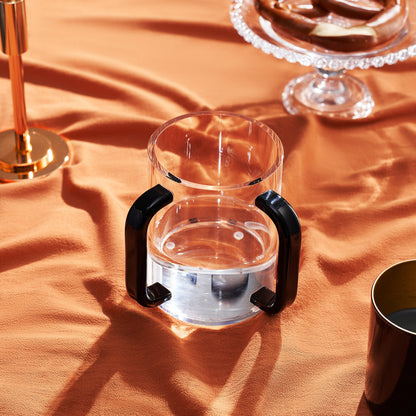 Clear Acrylic Judaica Hand Cup and Black Handles