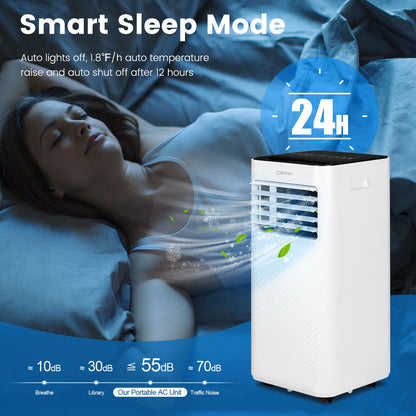 Aire acondicionado portátil 4 en 1 de 10000 BTU con humidificador y modo de suspensión - Negro