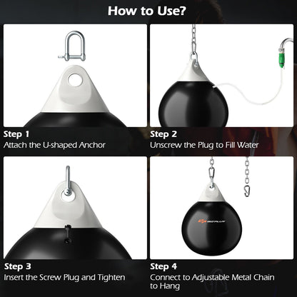 18 Inch 110 Pound Heavy Punching Water Aqua Bag with Adjustable Metal Chain