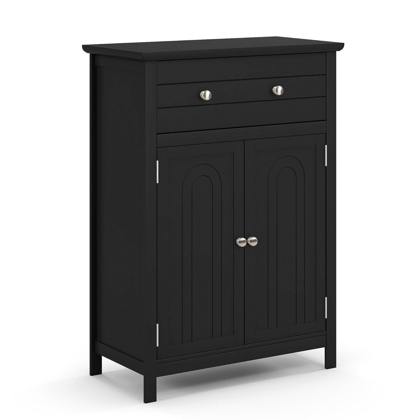 Armario de baño de madera con cajón y estante ajustable - Gris
