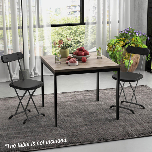 2 Pieces Outdoor Folding Chair Set with Sturdy Frame and Ergonomic Backrest-Black - Tampa Home & Garden Store