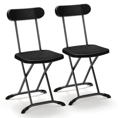 Juego de 2 sillas plegables para exteriores con estructura resistente y respaldo ergonómico - Negro