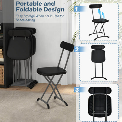 Juego de 2 sillas plegables para exteriores con estructura resistente y respaldo ergonómico - Negro