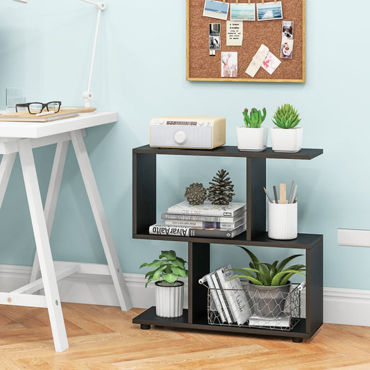 24 Inch 3-Tier Geometric Bookshelf with Thick Foot Pads - Tampa Home & Garden Store