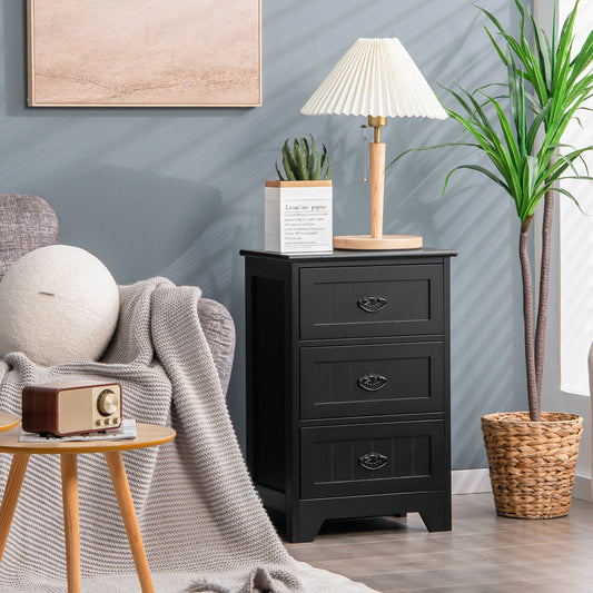 Farmhouse Nightstand with 3 Storage Drawers and Handles - Tampa Home & Garden Store