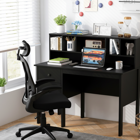 Black 48 inch Computer Desk and Ergonomic Mesh Office Chair Bundle for Home Office - Tampa Home & Garden Store