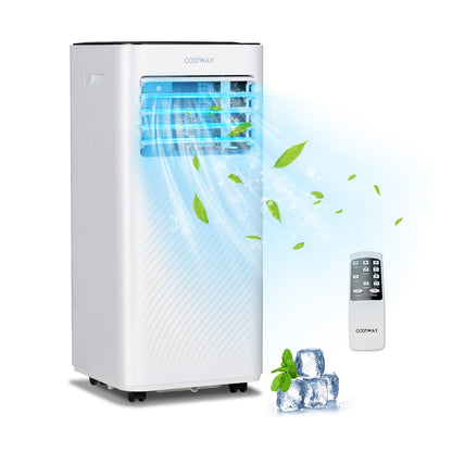 Aire acondicionado portátil de 8000 BTU con control remoto y modo de reposo - Negro