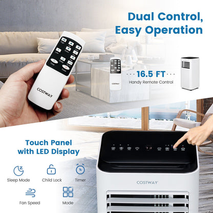 Aire acondicionado portátil de 8000 BTU con control remoto y modo de reposo - Negro