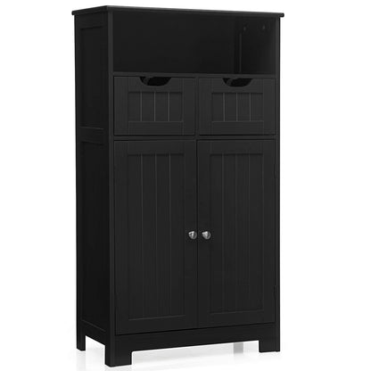 Bathroom Wooden Side Cabinet  with 2 Drawers and 2 Doors-Gray