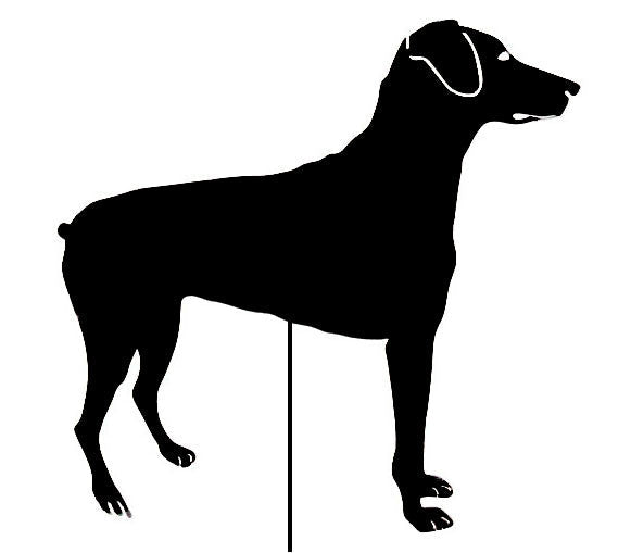 Doberman Pinscher garden stake silhouette Rustica Ornamentals Style 2 black metal lawn ornament on Tampa Home & Garden Store
