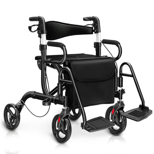 Folding Rollator Walker with 8-inch Wheels and Seat - Tampa Home & Garden Store