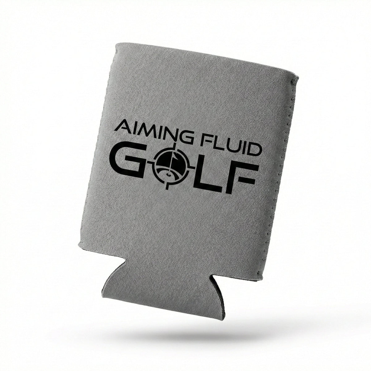 Brewski Koozie gray neoprene golf koozie with Aiming Fluid Golf logo on Tampa Home & Garden Store