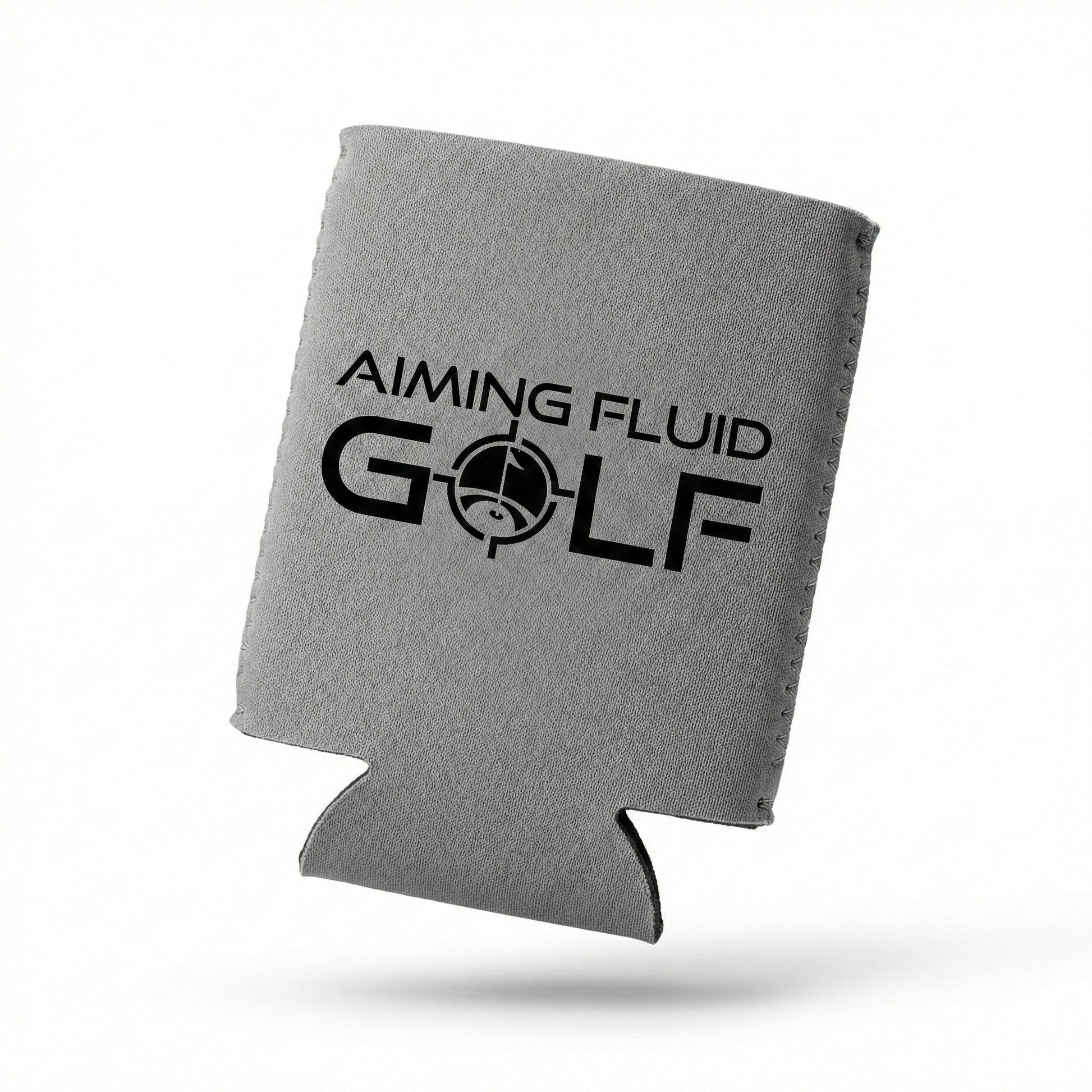 Brewski Koozie gray neoprene golf koozie with Aiming Fluid Golf logo on Tampa Home & Garden Store