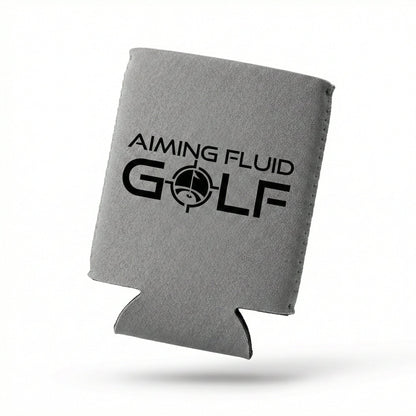Brewski Koozie gray neoprene golf koozie with Aiming Fluid Golf logo on Tampa Home & Garden Store