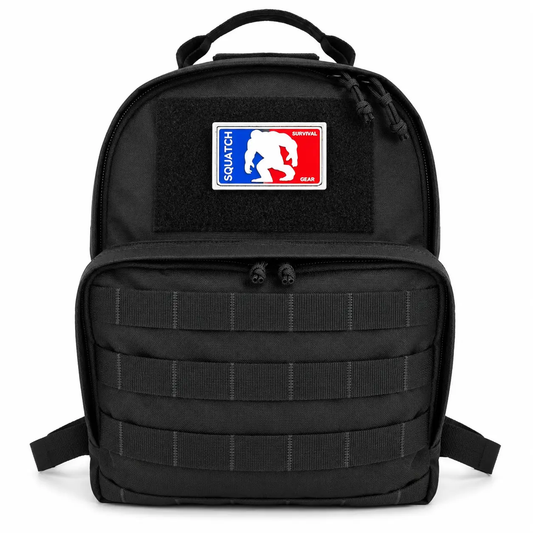 Night Howler Rugged Small Backpack EDC in black with front MOLLE and SquatchSurvivalGear patch on Tampa Home & Garden Store