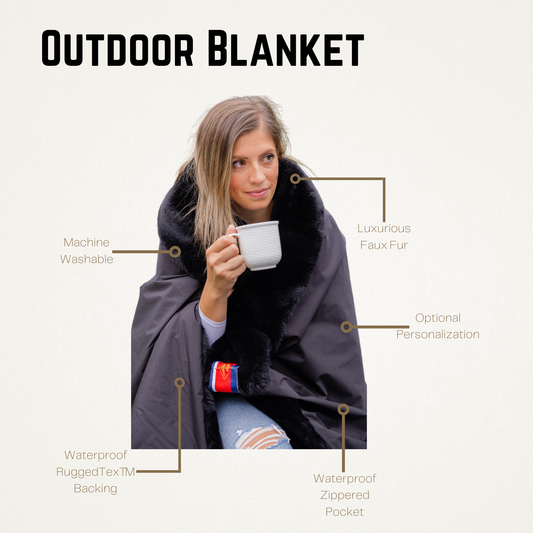 Pink Heart Hands on Black Outdoor Blanket waterproof with machine washable backing on Tampa Home & Garden Store