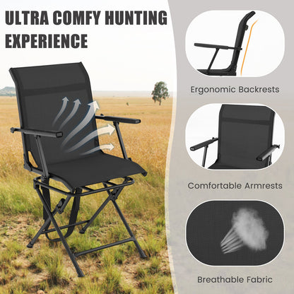GemGear foldable swivel patio chair with armrests and mesh back in black on Tampa Home & Garden Store