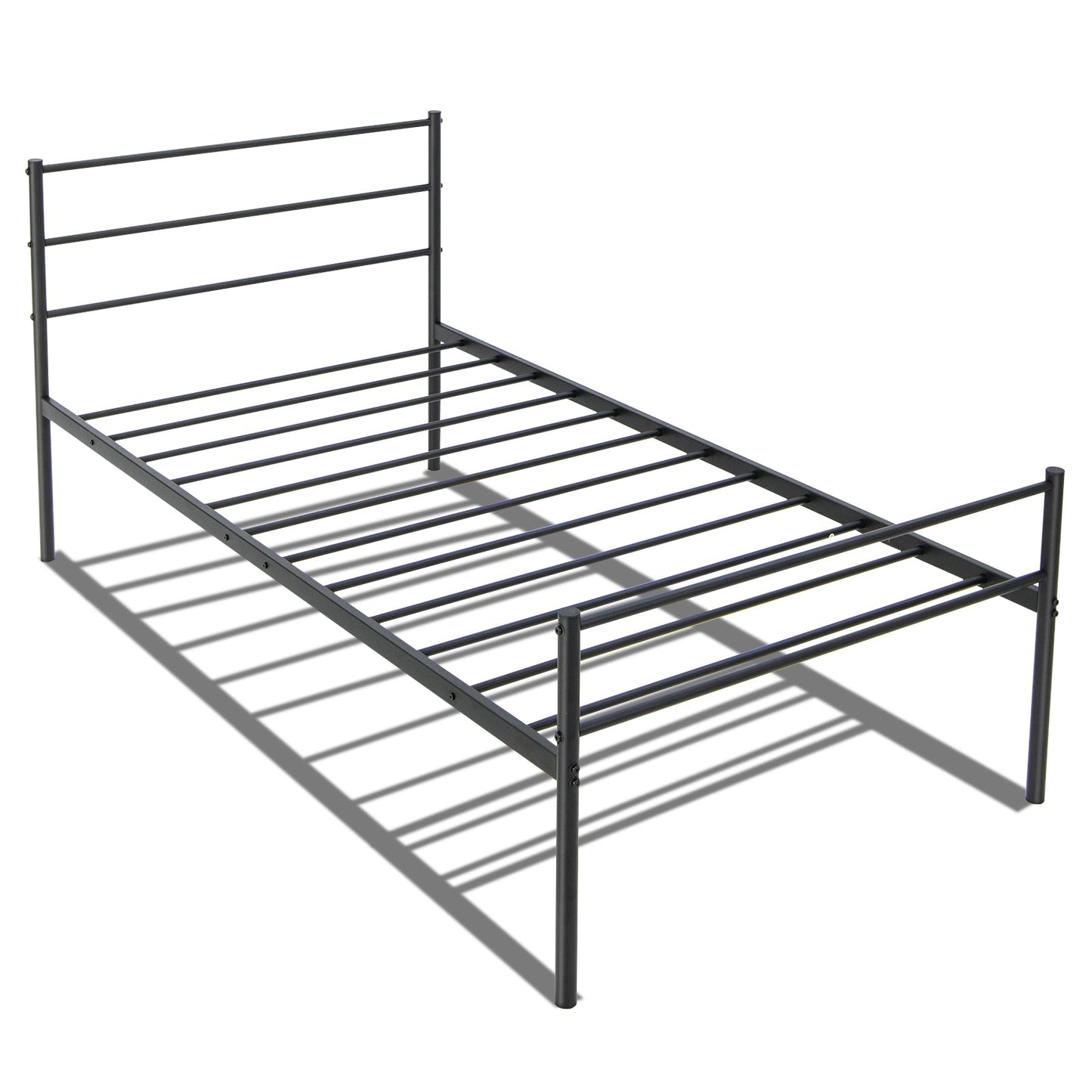 Base de cama de metal individual con cabecero - Negro